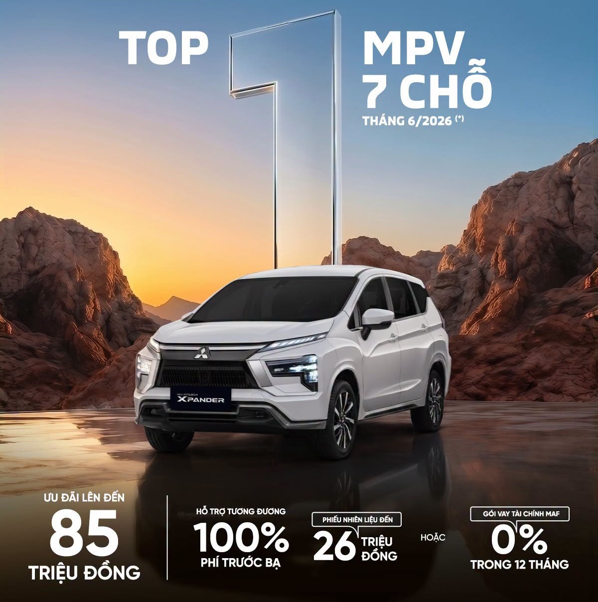 Mitsubishi Xpander 7 chỗ ưu đãi tháng 7/2026 tại Cà Mau